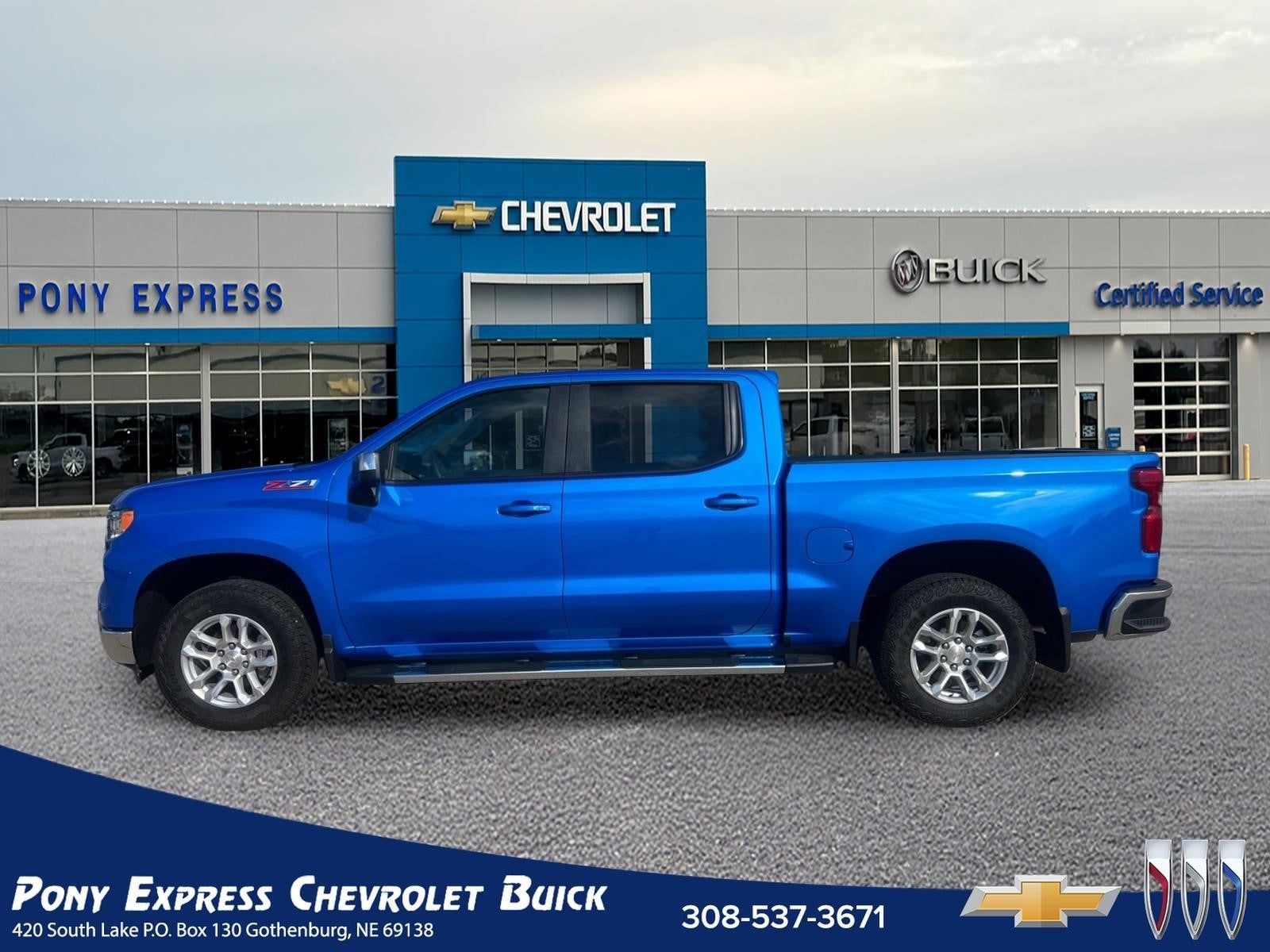 2025 Chevrolet Silverado 1500 LT in Riptide Blue Metallic — front three-quarter view