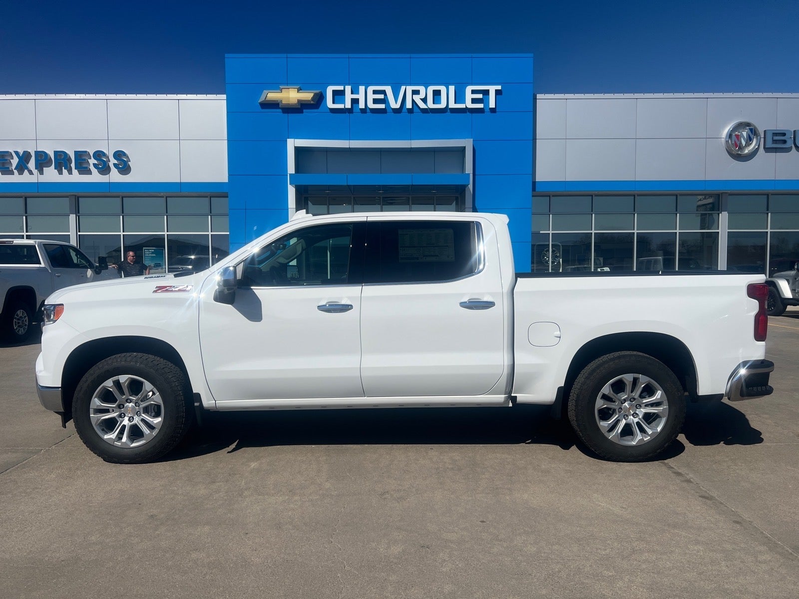 2026 Chevrolet Silverado 1500 LTZ in Summit White — front three-quarter view
