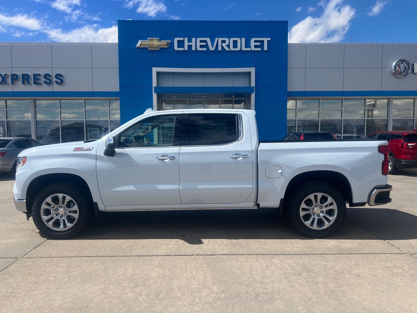 2026 Chevrolet Silverado 1500 LTZ in Polar White Tricoat — front three-quarter view
